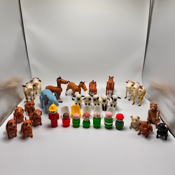 Vintage Fisher Price Little People Farm Animals Figures Kenner Tree Tot Chairs - Picture 1 of 16